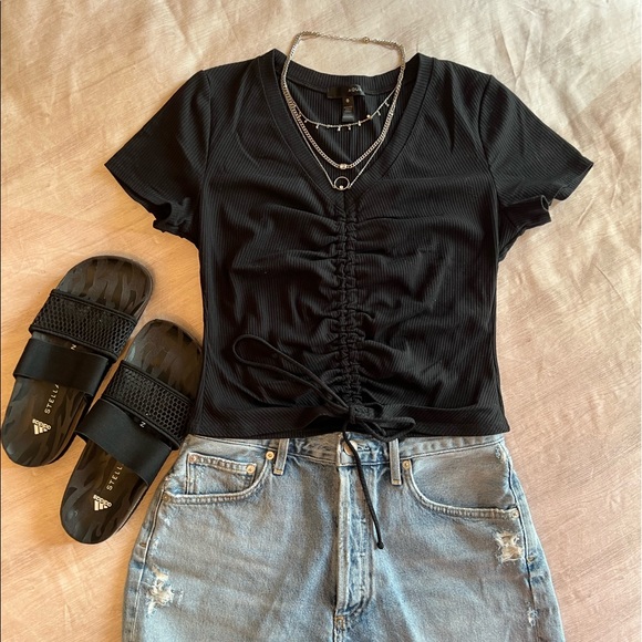 Aqua | drawstring roughed top - Picture 2 of 4